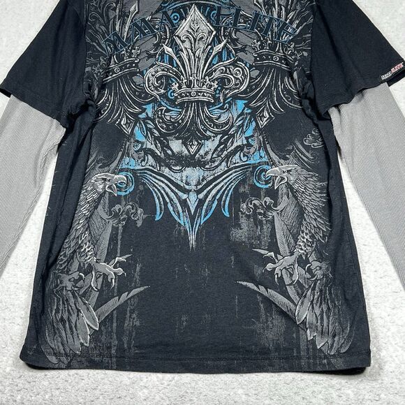 MMA Elite Boxing Black Long-Sleeve Thermal T-Shirt Affliction UFC Tapout LARGE - Picture 3 of 12